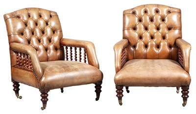 Lot 122 - Pair of Victorian Leather-Upholstered Mahogany...