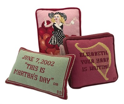 Lot 319 - Three Brigid Berlin Needlepoint Pillows...