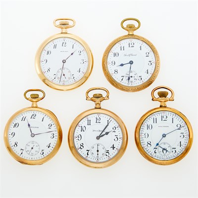 Lot 274 - Five Gold-Filled Pocket Watches