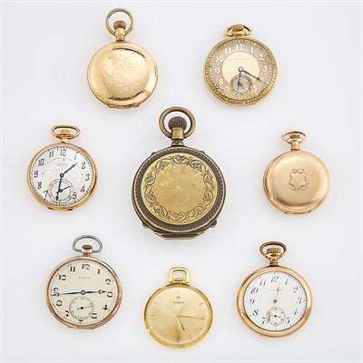 Lot 277 - Group of Gold-Filled and Metal Open Face and Hunting Case Pocket Watches