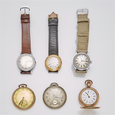 Lot 268 - Three Gold-Filled and Stainless Steel Wristwatches and Pocket Watches