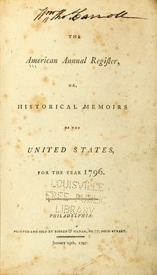 Lot 7 - [HAMILTON, ALEXANDER] CALLENDER, JAMES T. The...