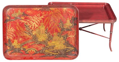 Lot 191 - Regency Scarlet and Gilt-Japanned Papier-Mâché...