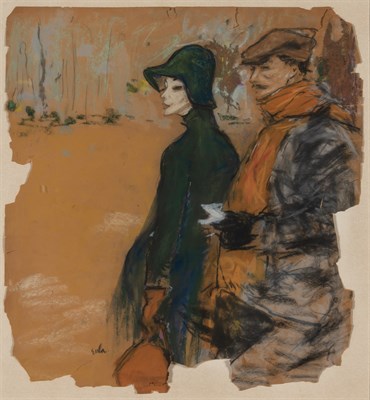 Lot 28 - Joe Eula American, 1925-2004 Couple Strolling...