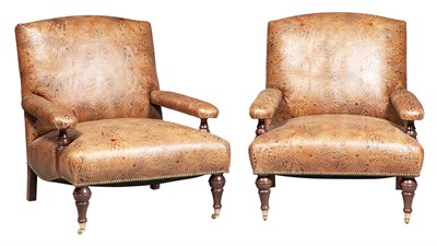 Lot 134 - Pair of William IV Style Leather-Upholstered...