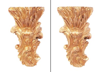 Lot 206 - Pair of Rococo Style Giltwood Wall Brackets...