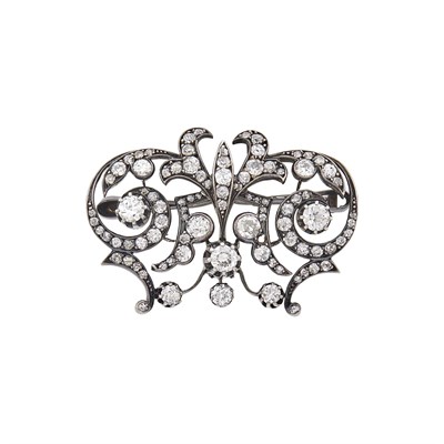 Lot 76 - Antique Silver, Gold and Diamond Brooch