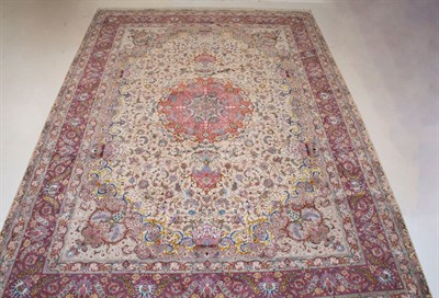 Lot 373 - Kurkwool and Silk Tabriz Carpet Northwest Iran,...