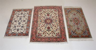Lot 409 - Three Kurkwool and Silk Tabriz Rugs Northwest...