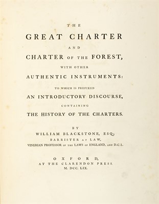 Lot 125 - BLACKSTONE, WILLIAM The Great Charter and...