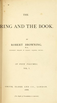 Lot 80 - BROWNING, ROBERT The Ring and the Book. London:...