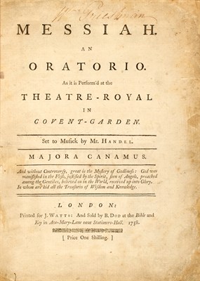 Lot 138 - HANDEL, GEORGE FREDERICK Messiah. An Oratorio....