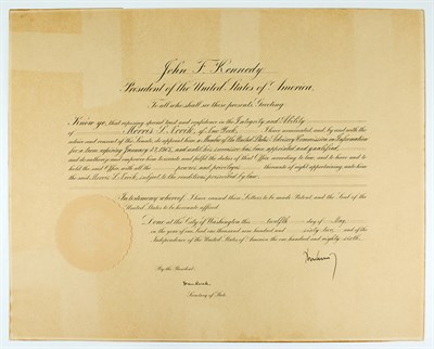 Lot 34 - KENNEDY, JOHN FITZGERALD Document signed as...