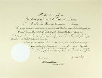 Lot 41 - NIXON, RICHARD Document signed as President,...