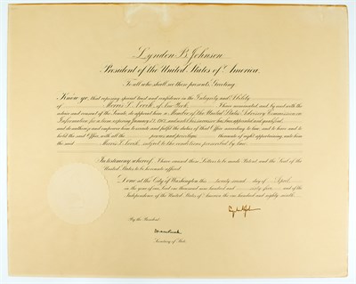 Lot 33 - JOHNSON, LYNDON Document signed as President....
