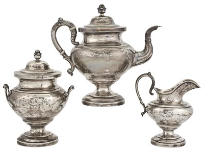 Lot 1230 - American Silver Three Piece Tea Service...