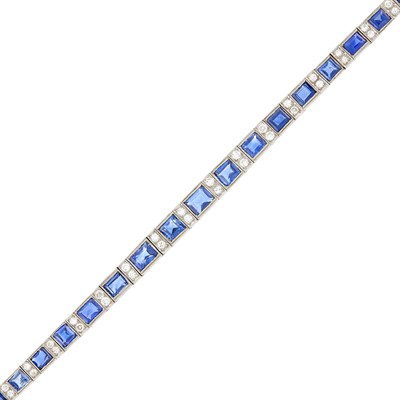 Lot 79 - Platinum, Sapphire and Diamond Bracelet