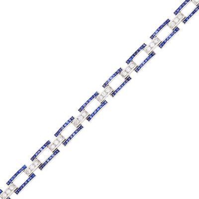 Lot 81 - Platinum, Sapphire and Diamond Link Bracelet