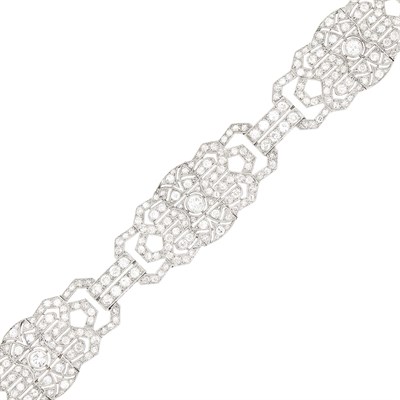 Lot 161 - Platinum and Diamond Bracelet, France
