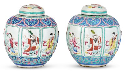 Lot 1163 - A Pair of Chinese Molded and Enameled...