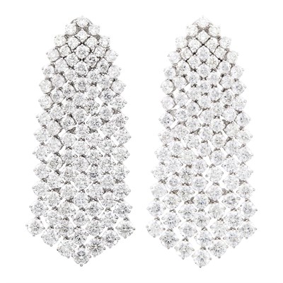 Lot 177 - Pair of White Gold and Diamond Pendant-Earrings