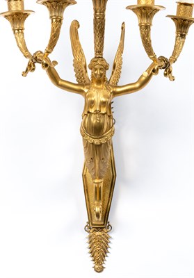 Lot 376 - Pair of Empire Ormolu Five-Light Wall Lights...