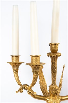 Lot 376 - Pair of Empire Ormolu Five-Light Wall Lights...