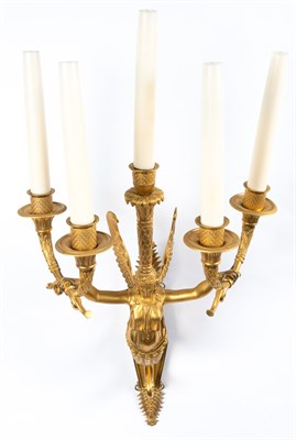 Lot 376 - Pair of Empire Ormolu Five-Light Wall Lights...