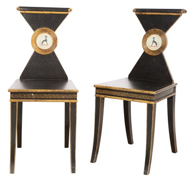 Lot 7 - Pair of Regency Style Parcel Gilt Paint...