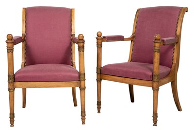 Lot 25 - Pair of Empire Style Upholstered Parcel Gilt...