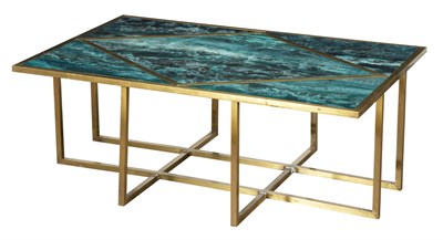 Lot 26 - Brass and Faux Stone Painted Low Table Manner...