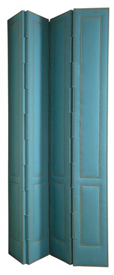 Lot 34 - Upholstered Nail Studded Four-Panel Screen...