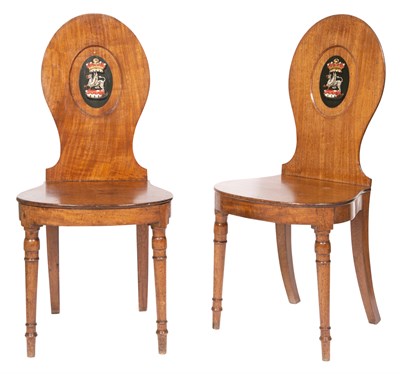 Lot 50 - Pair of Regency Mahogany Crested Hall Chairs...