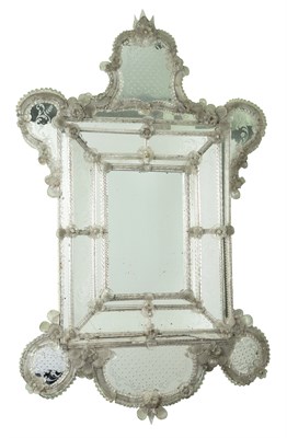 Lot 51 - Venetian Rococo Style Glass Mounted Mirror...