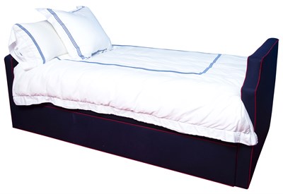 Lot 82 - Twin Upholstered Twin Size Bedstead Height 32...