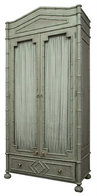 Lot 92 - Painted Faux Bamboo Armoire Height 6 feet 9...