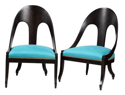 Lot 63 - Pair of Neoclassical Style Ebonized Wood...