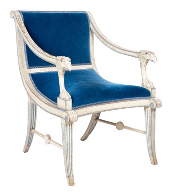 Lot 67 - Italian Neoclassical Style Upholstered Painted...