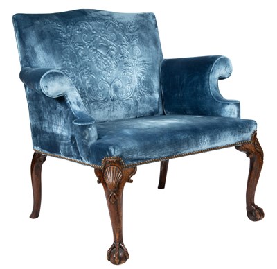 Lot 69 - George II Upholstered Walnut Armchair With...