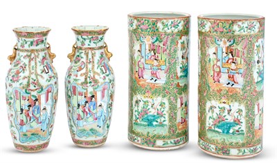 Lot 1067 - Two Pairs of Chinese Famille Rose Porcelain...