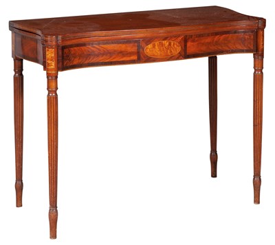 Lot 1363 - Federal Mahogany and Inlaid Maple Serpentine...