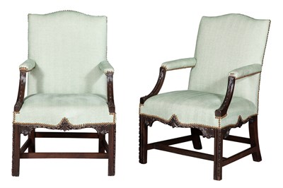 Lot 168 - Pair of George II Style Mahogany Library...