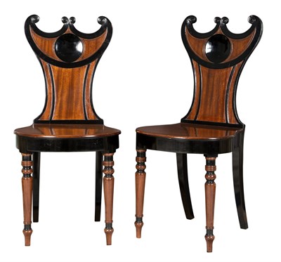 Lot 99 - Pair of Regency Style Part Ebonized Mahogany...