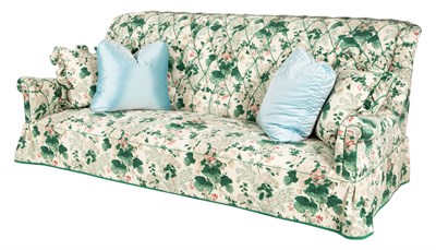 Lot 114 - Chintz Upholstered Sofa With a button-tufted...