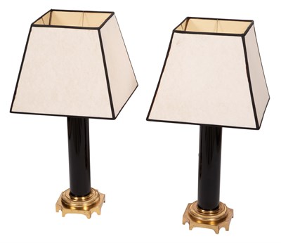 Lot 135 - Pair of Empire Style Gilt-Metal Mounted Black...