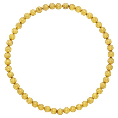Lot 156 - Antique Etruscan Revival Gold Bead Necklace
