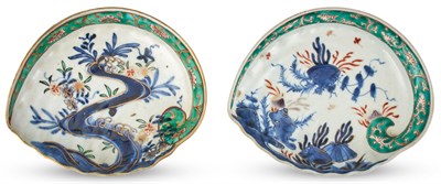 Lot 1227 - A Pair of Japanese Porcelain Shell-form Dishes...