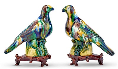 Lot 1136 - A Pair of Chinese Sancai Glazed Porcelain...