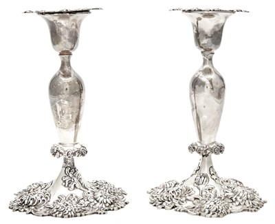 Lot 1189 - Pair of Sterling Silver Chysanthemum Pattern...