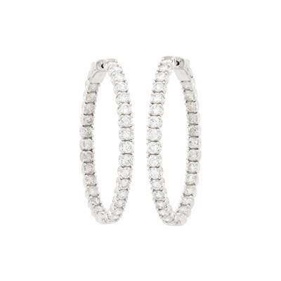 Lot 54 - Pair of White Gold and Diamond Hoop Earrings